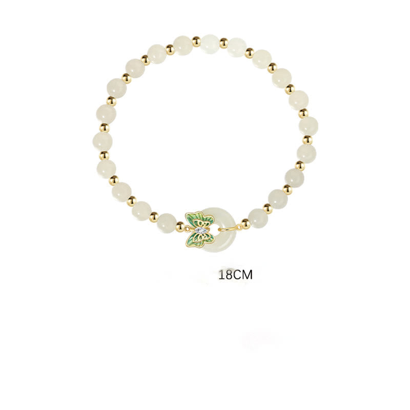 Buddha Stones 925 Sterling Silver Hetian Jade naturale Peace Buckle Butterfly Zircone Luck Bracciale Collana Pendente - image 11