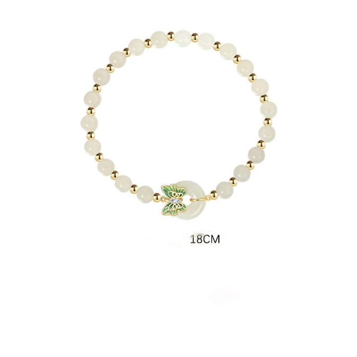 Buddha Stones 925 Sterling Silver Hetian Jade naturale Peace Buckle Butterfly Zircone Luck Bracciale Collana Pendente - image 11
