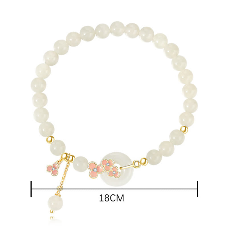 Buddha Stones 925 Sterling Silver Natural Hetian Jade Peach Blossom Peace Buckle Zircone Luck Bracciale Collana Pendente - image 2