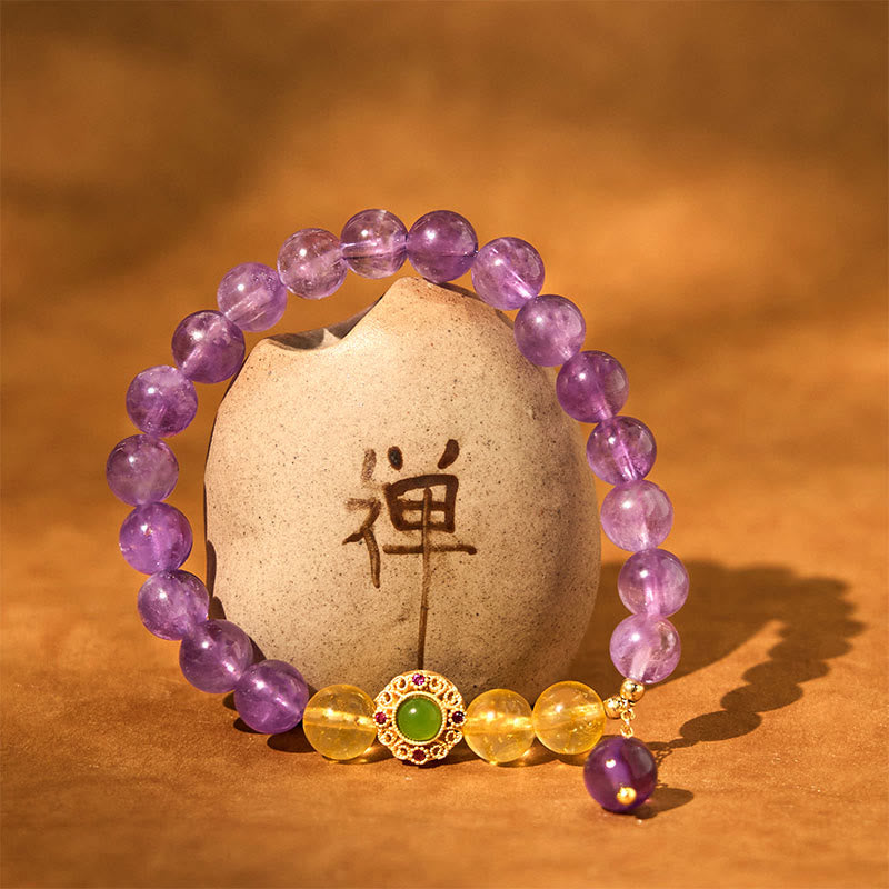 Braccialetto di meditazione Buddha Stones Natural Ametista
