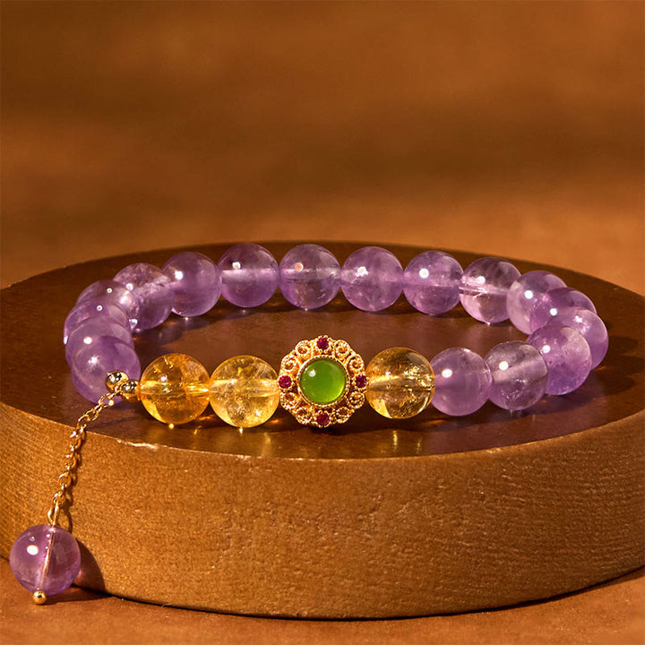 Braccialetto di meditazione Buddha Stones Natural Ametista