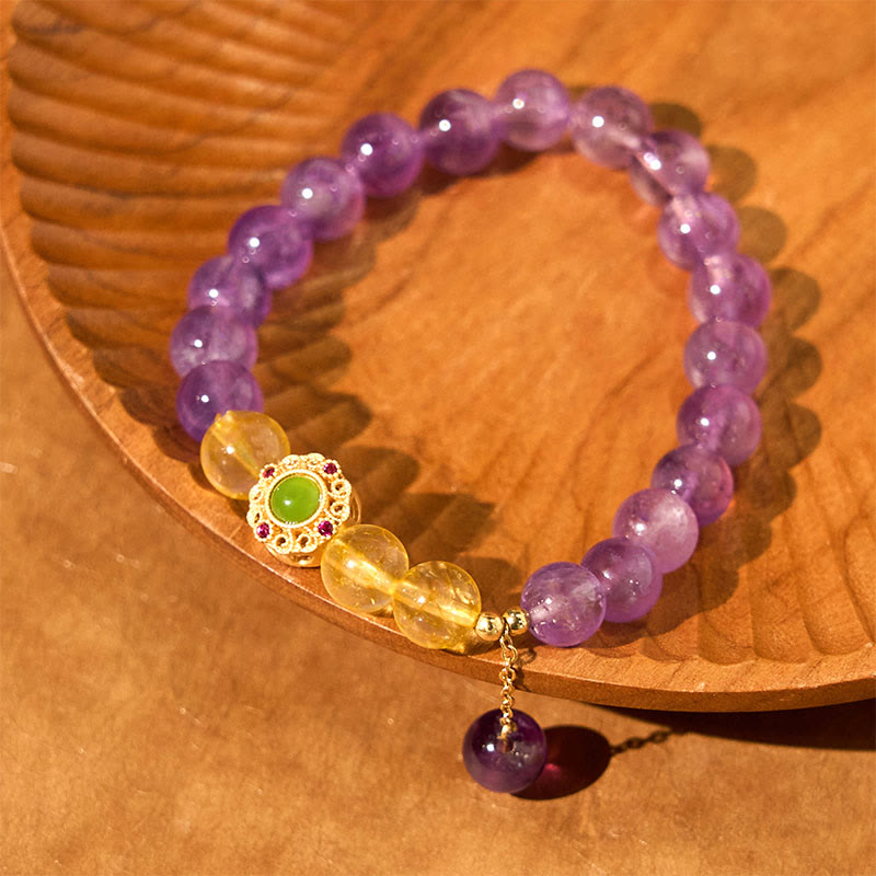 Braccialetto di meditazione Buddha Stones Natural Ametista