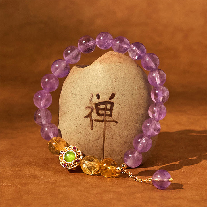 Braccialetto di meditazione Buddha Stones Natural Ametista