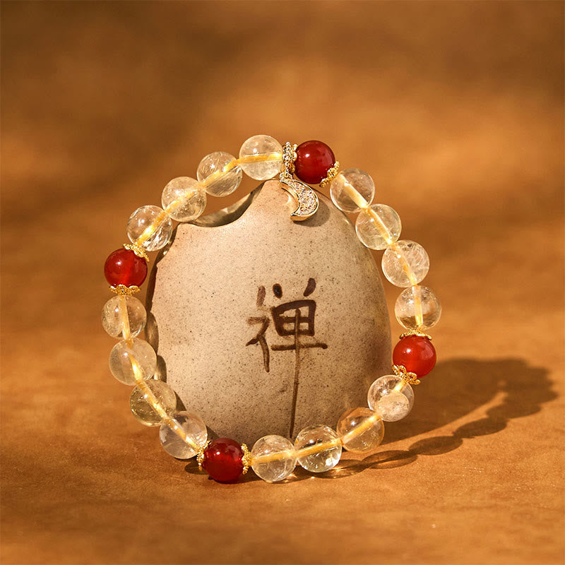 Bracciale Buddha Stones Citrino Agata Rossa Luna Prosperità