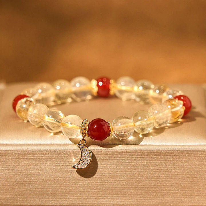 Bracciale Buddha Stones Citrino Agata Rossa Luna Prosperità