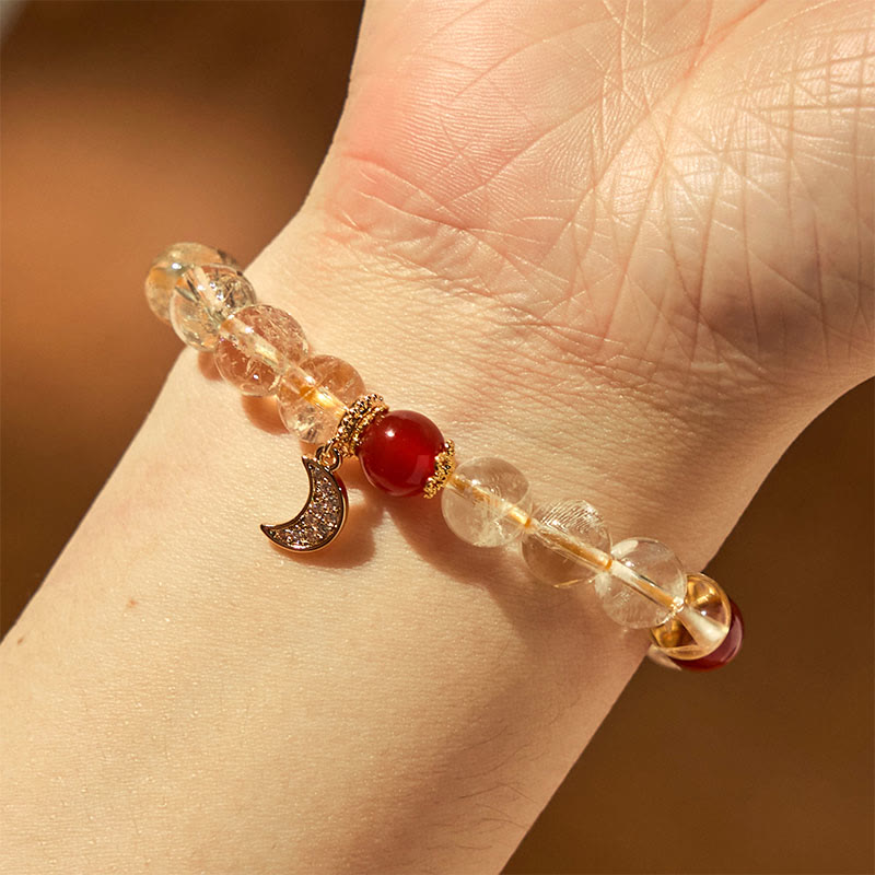 Bracciale Buddha Stones Citrino Agata Rossa Luna Prosperità