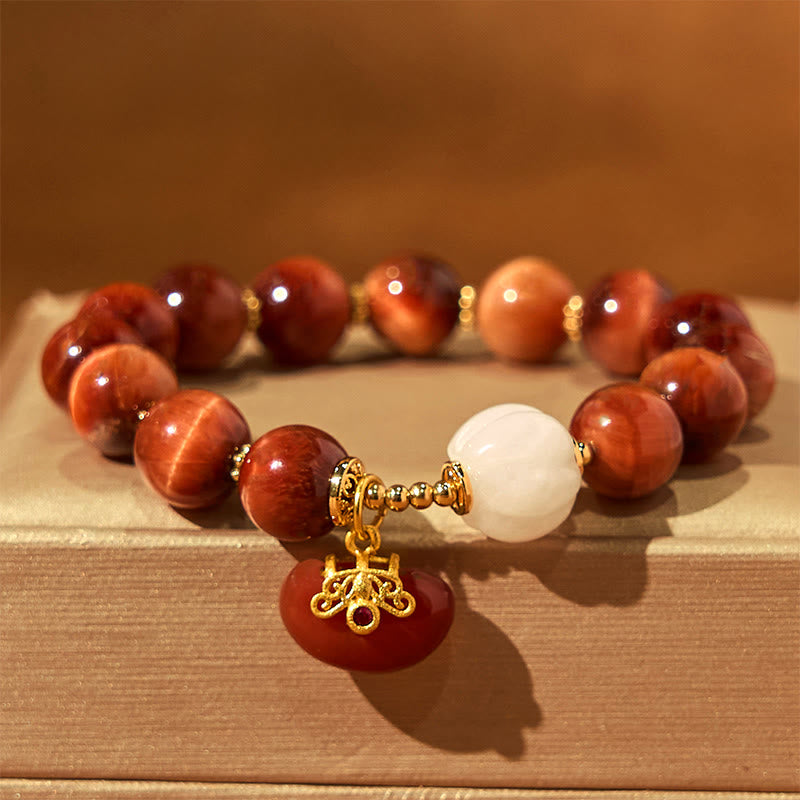 Braccialetto Buddha Stones Natural Red Tiger Eye Pumpkin Calm