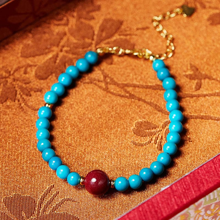 Bracciale di purificazione in argento sterling 925 con Buddha Stones e cinabro turchese - image 3