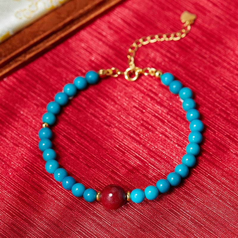 Bracciale di purificazione in argento sterling 925 con Buddha Stones e cinabro turchese - image 2