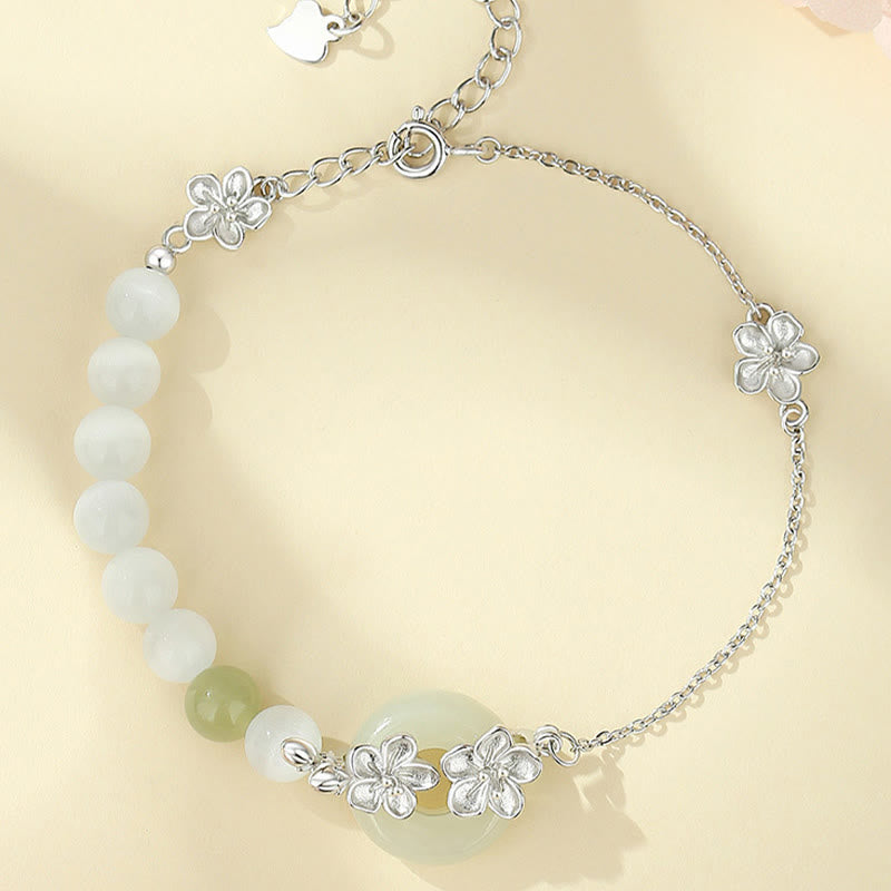 Braccialetto della fortuna con fibbia della pace in giada naturale Hetian in argento sterling 999 Buddha Stones - image 12