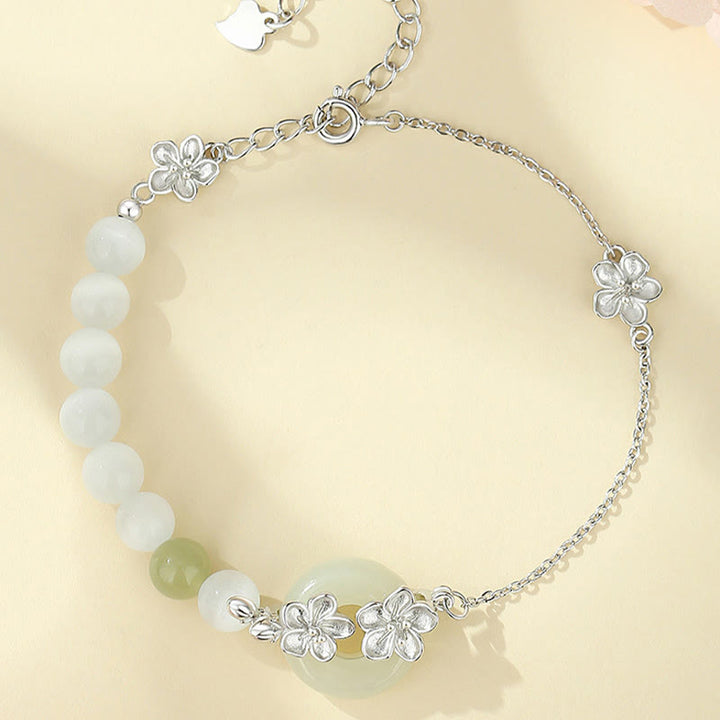 Braccialetto della fortuna con fibbia della pace in giada naturale Hetian in argento sterling 999 Buddha Stones - image 12
