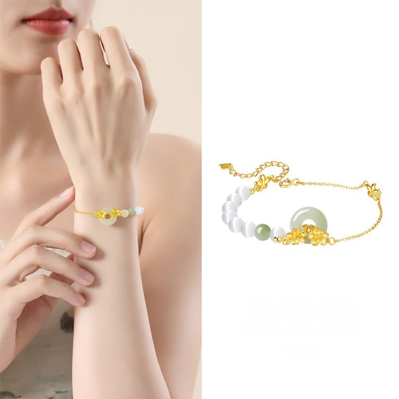 Braccialetto della fortuna con fibbia della pace in giada naturale Hetian in argento sterling 999 Buddha Stones - image 4