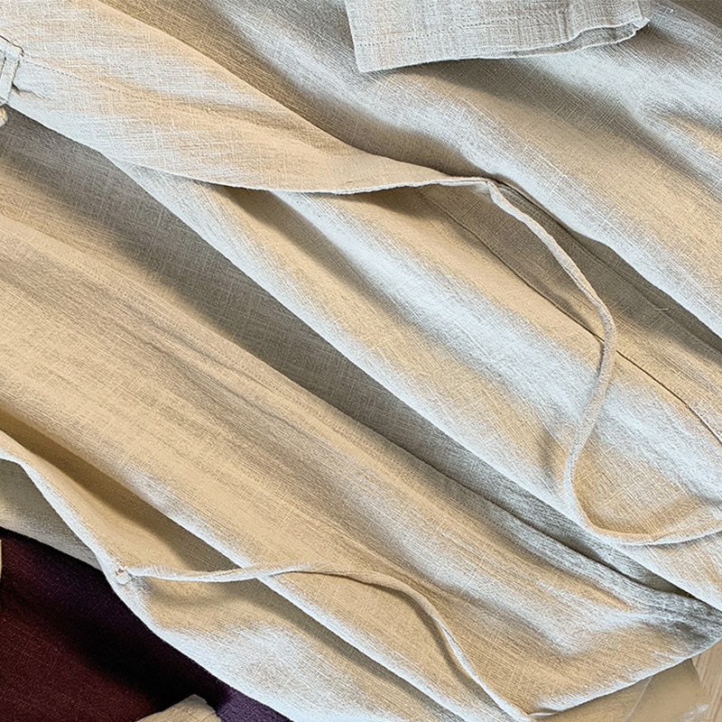Camicia da donna a maniche lunghe con colletto alla coreana e bottoni a rana, modello casual Buddha Stones. - image 15