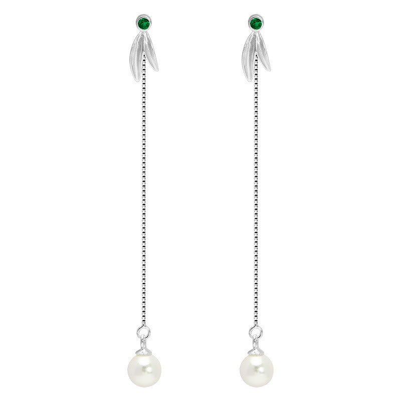 Buddha Stones pendenti con protezione in argento sterling 925, zirconi, perle e foglie di bambù - image 7