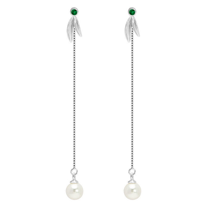 Buddha Stones pendenti con protezione in argento sterling 925, zirconi, perle e foglie di bambù - image 7