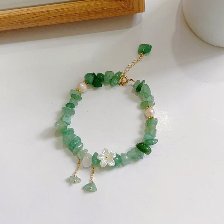 Buddha Stones Quarzo fragola naturale Quarzo fragola verde Braccialetto di guarigione di cristallo Super Seven Flower