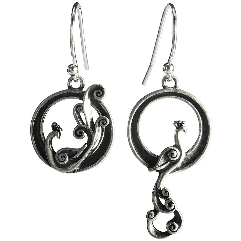 Buddha Stones 925 Sterling Silver Round Asimmetry Peacock Fortune - image 7