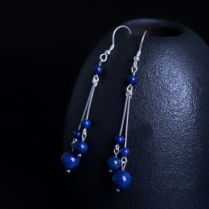 Orecchini pendenti Serenity in argento sterling 925 con perle di lapislazzuli Buddha Stones - image 5