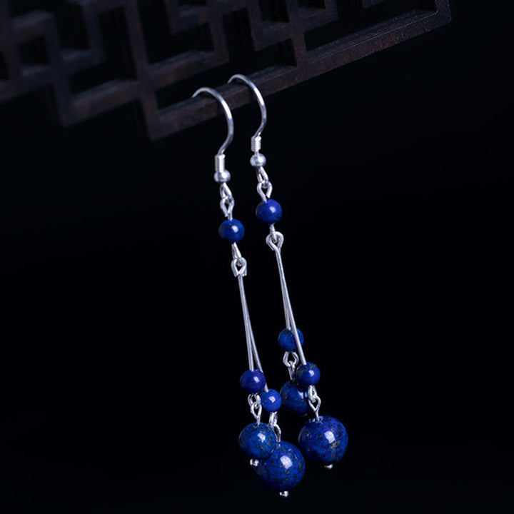Orecchini pendenti Serenity in argento sterling 925 con perle di lapislazzuli Buddha Stones - image 1