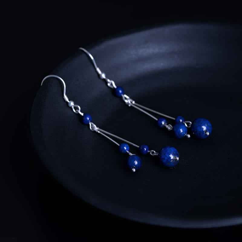 Orecchini pendenti Serenity in argento sterling 925 con perle di lapislazzuli Buddha Stones - image 6
