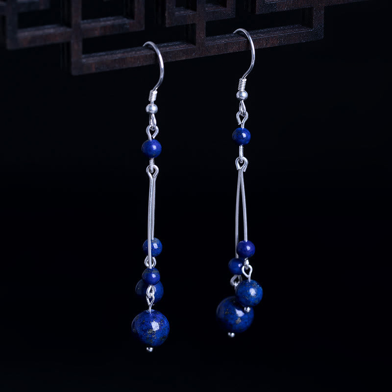 Orecchini pendenti Serenity in argento sterling 925 con perle di lapislazzuli Buddha Stones - Argento Sterling 925 - image 0