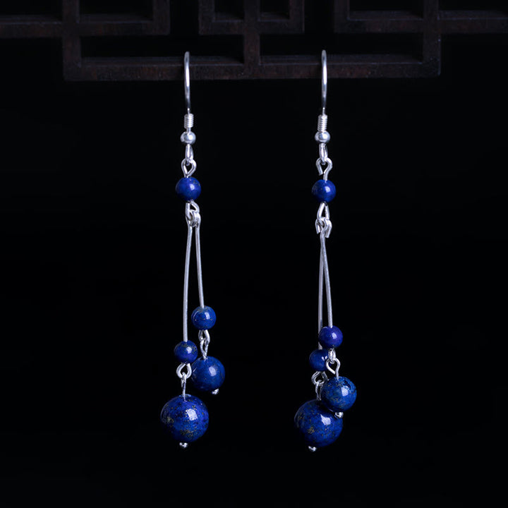 Orecchini pendenti Serenity in argento sterling 925 con perle di lapislazzuli Buddha Stones - image 2