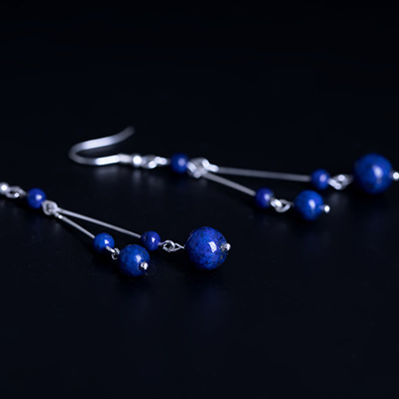 Orecchini pendenti Serenity in argento sterling 925 con perle di lapislazzuli Buddha Stones - image 7