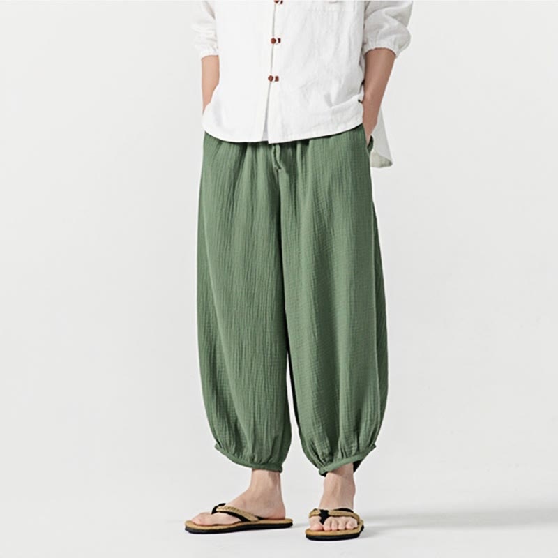 Pantaloni da uomo in cotone con coulisse, tinta unita, con tasche, motivo Buddha Stones - image 34