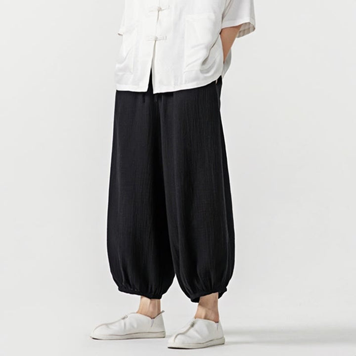 Pantaloni da uomo in cotone con coulisse, tinta unita, con tasche, motivo Buddha Stones - image 19