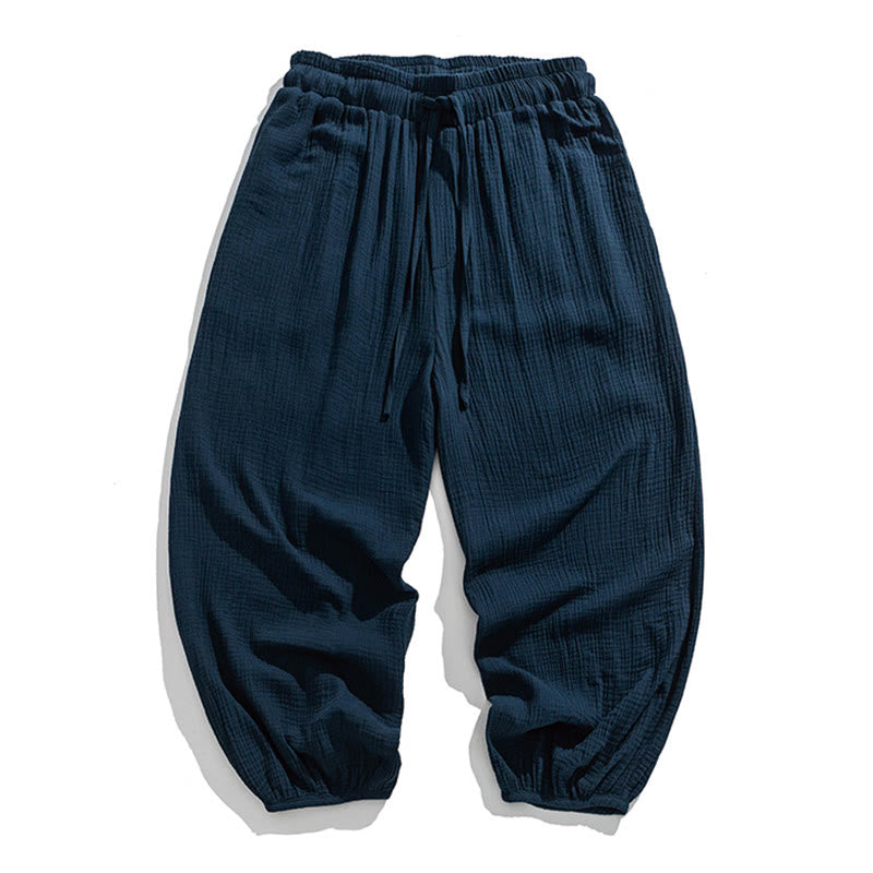 Pantaloni da uomo in cotone con coulisse, tinta unita, con tasche, motivo Buddha Stones - Marina - US/UK/AU46, EU56 (5XL) - image 23