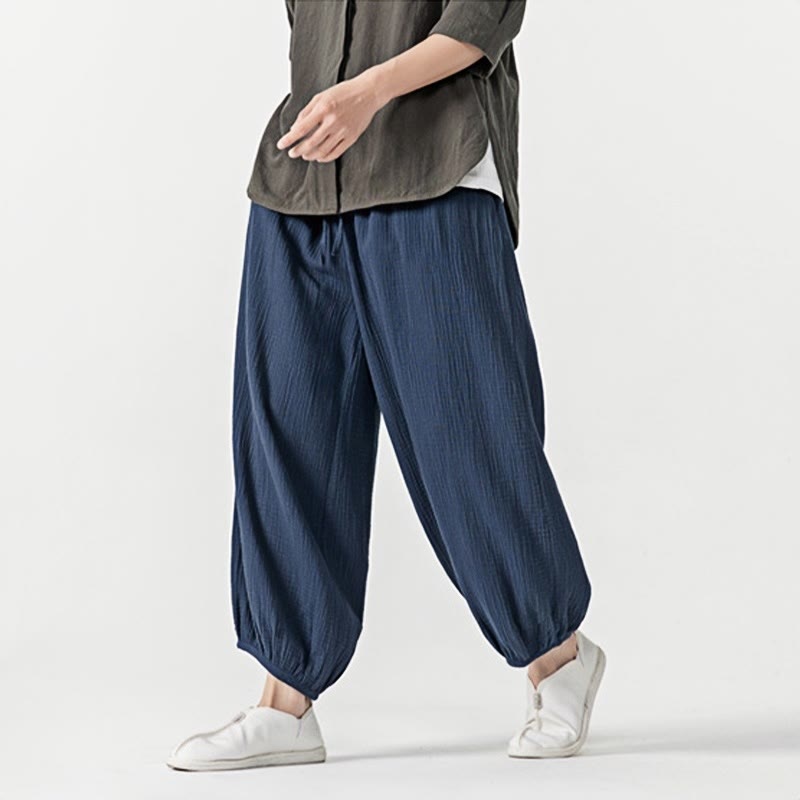 Pantaloni da uomo in cotone con coulisse, tinta unita, con tasche, motivo Buddha Stones - image 29