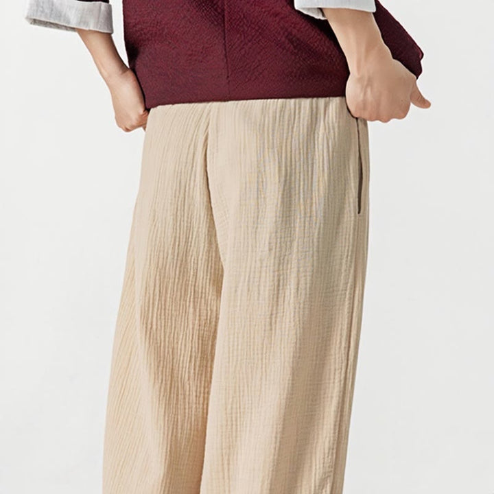 Pantaloni da uomo in cotone con coulisse, tinta unita, con tasche, motivo Buddha Stones - image 10