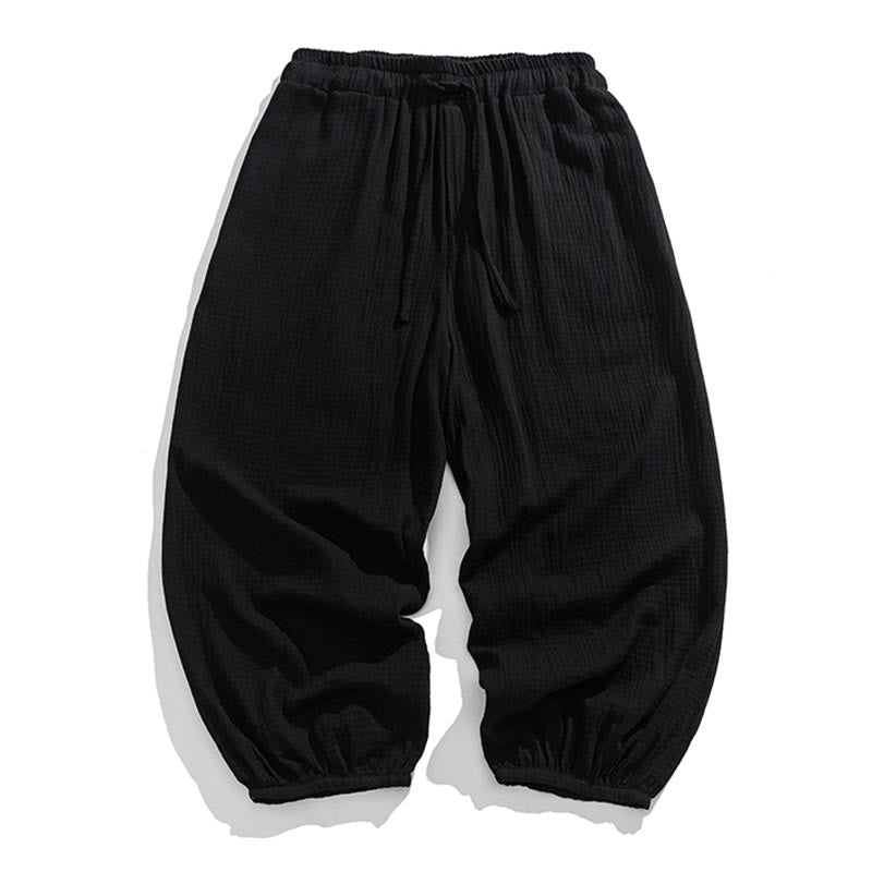 Pantaloni da uomo in cotone con coulisse, tinta unita, con tasche, motivo Buddha Stones - Nero - US/UK/AU46, EU56 (5XL) - image 13