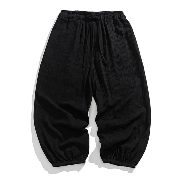 Pantaloni da uomo in cotone con coulisse, tinta unita, con tasche, motivo Buddha Stones - Nero - US/UK/AU46, EU56 (5XL) - image 13