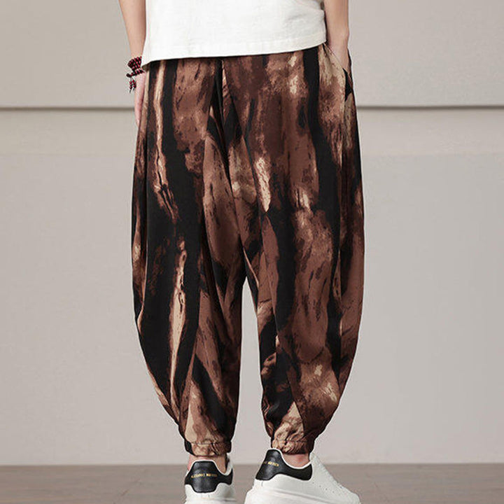 Pantaloni harem da uomo con coulisse e tasche con motivo a strisce Buddha Stones - image 11