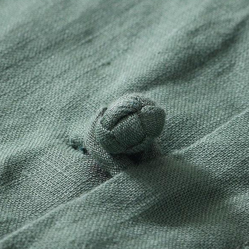 Camicia da uomo in lino a maniche corte con colletto alla coreana e bottoni a Buddha Stones Daily - image 20
