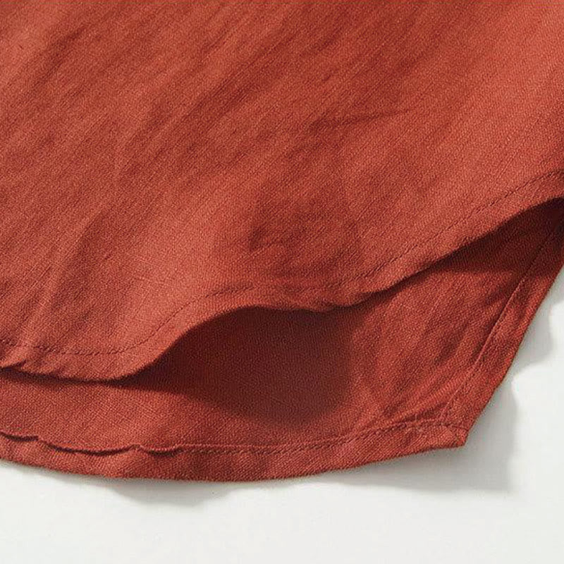 Camicia da uomo in lino a maniche corte con colletto alla coreana e bottoni a Buddha Stones Daily - image 26
