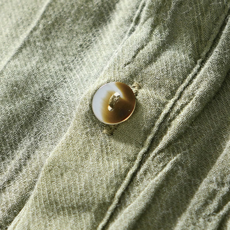 Camicia da uomo in lino ramiè con risvolto semplice e bottoni a metà, motivo Buddha Stones - image 21