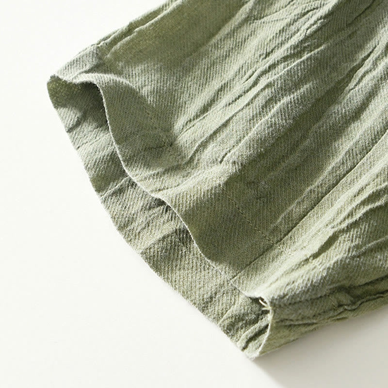 Camicia da uomo in lino ramiè con risvolto semplice e bottoni a metà, motivo Buddha Stones - image 22