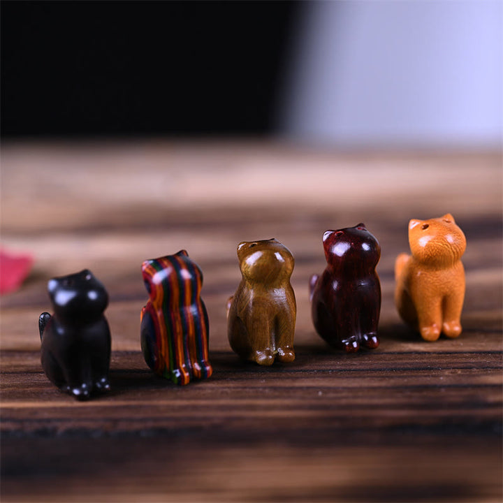 Buddha Stones Piccola foglia Sandalo rosso Legno di ebano Sandalo Sandalo verde Mini gatto fortunato Cervo Telefono lenitivo Decorazione appesa - image 3