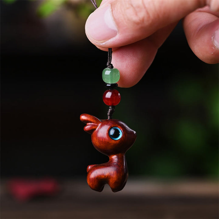 Buddha Stones Piccola foglia Sandalo rosso Legno di ebano Sandalo Sandalo verde Mini gatto fortunato Cervo Telefono lenitivo Decorazione appesa - image 25