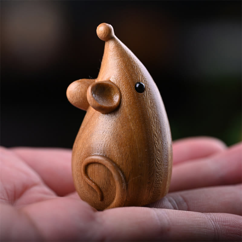 Buddha Stones Piccolo Gatto Topo Sandalo Verde Palissandro Rosso Africano Pace Decorazione per la casa - Topo di sandalo verde 5,5*3,1*3 cm - image 13