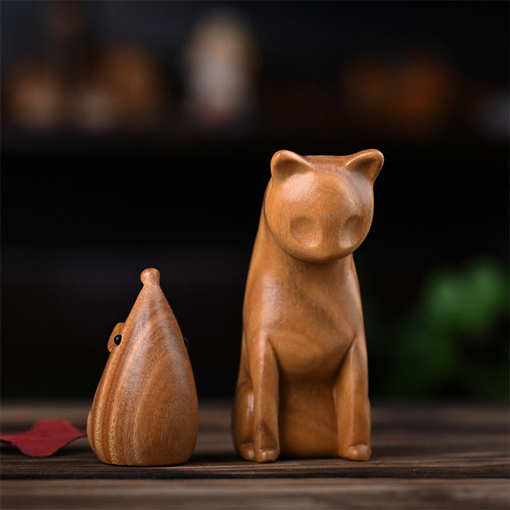 Buddha Stones Piccolo Gatto Topo Sandalo Verde Palissandro Rosso Africano Pace Decorazione per la casa - image 1