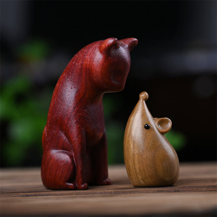 Buddha Stones Piccolo Gatto Topo Sandalo Verde Palissandro Rosso Africano Pace Decorazione per la casa - image 23