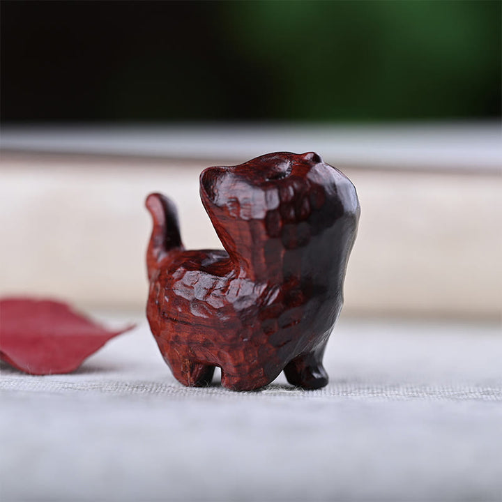 Buddha Stones Sandalo verde Legno di ebano Sandalo Piccola foglia Sandalo rosso Mini gatto fortunato Decorazione della pace - Gatto di sandalo rosso a foglia piccola - image 22