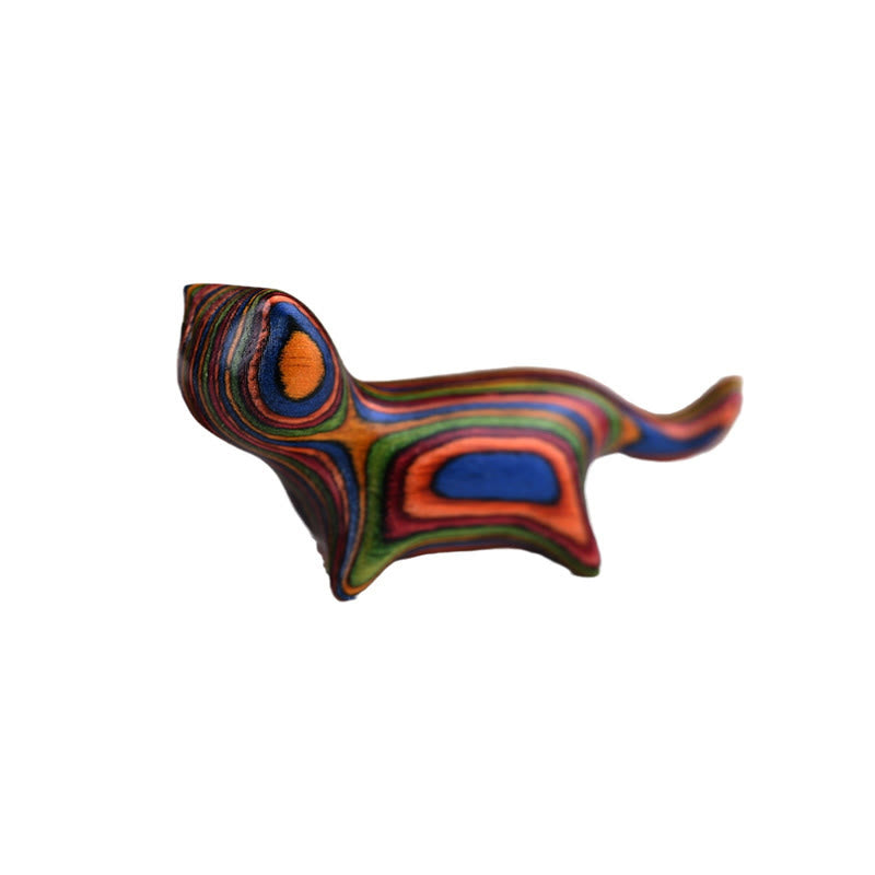 Buddha Stones Sandalo verde Foglia piccola Sandalo rosso Legno di ebano Legno arcobaleno Mini gatto che cammina fortunato Decorazione positiva - image 17