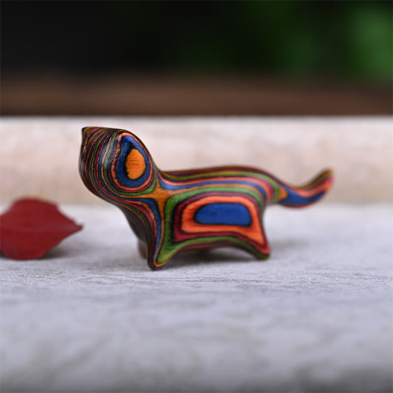 Buddha Stones Sandalo verde Foglia piccola Sandalo rosso Legno di ebano Legno arcobaleno Mini gatto che cammina fortunato Decorazione positiva - image 15