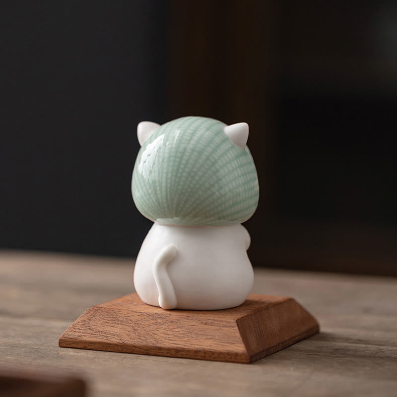 Buddha Stones Lucky Cute Cat In Sciarpa Decorazione Figurina in Ceramica - image 14