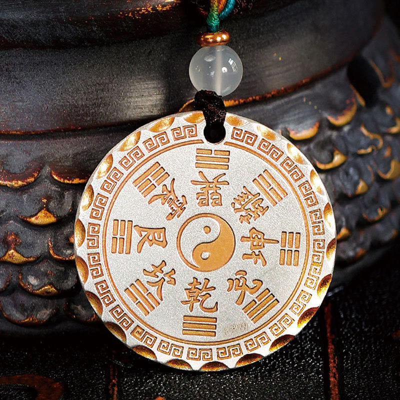 Buddha Stones Fantasmi di montagna Spendere soldi Yin Yang Bagua Design Collana pendente in rame Armonia - image 10