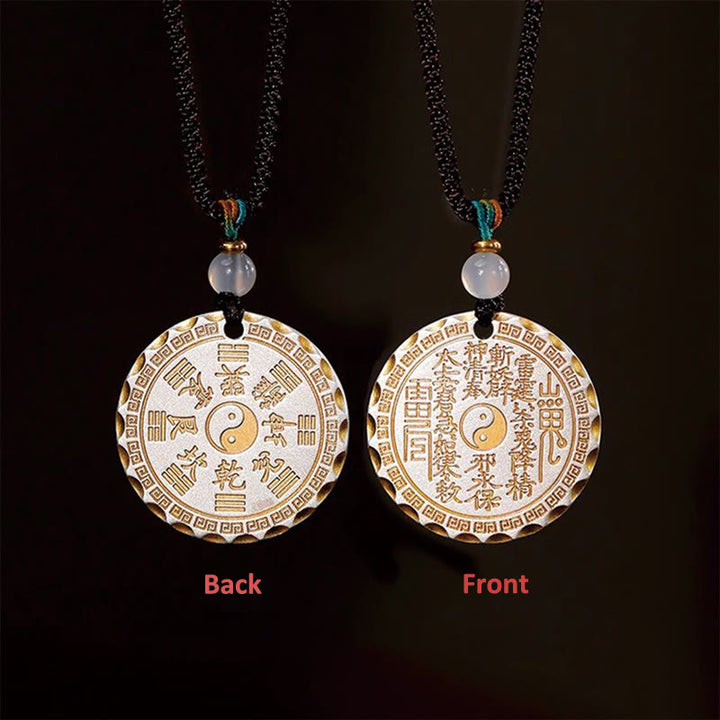 Buddha Stones Fantasmi di montagna Spendere soldi Yin Yang Bagua Design Collana pendente in rame Armonia - image 8